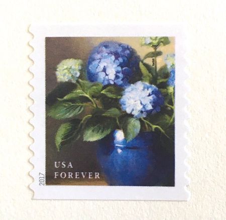 100 Blue Hydrangea Forever Stamps Unused Blue Hydrangeas Square Postage Blue Flower Forever Stamps for Mailing
